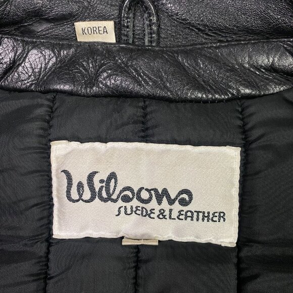 Vintage Wilsons Leather Jacket Men's 44 Black Cafe Racer Padded Motorcycle Moto - Picture 9 of 16
